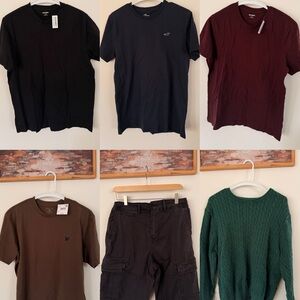 American Eagle Outfitters Men's Shirts - Black, Navy, Burgundy, Brown, Green